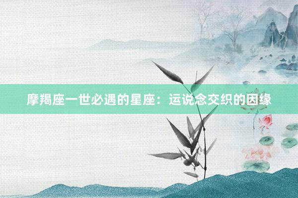 摩羯座一世必遇的星座：运说念交织的因缘